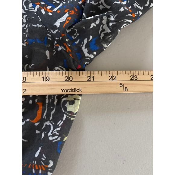 Cabi Women's Large Semi Sheer Festival Geometric Abstract Colorful Casual Blouse - Picture 6 of 11